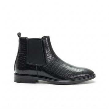 The Juhu Black Croco Chelsea Boots