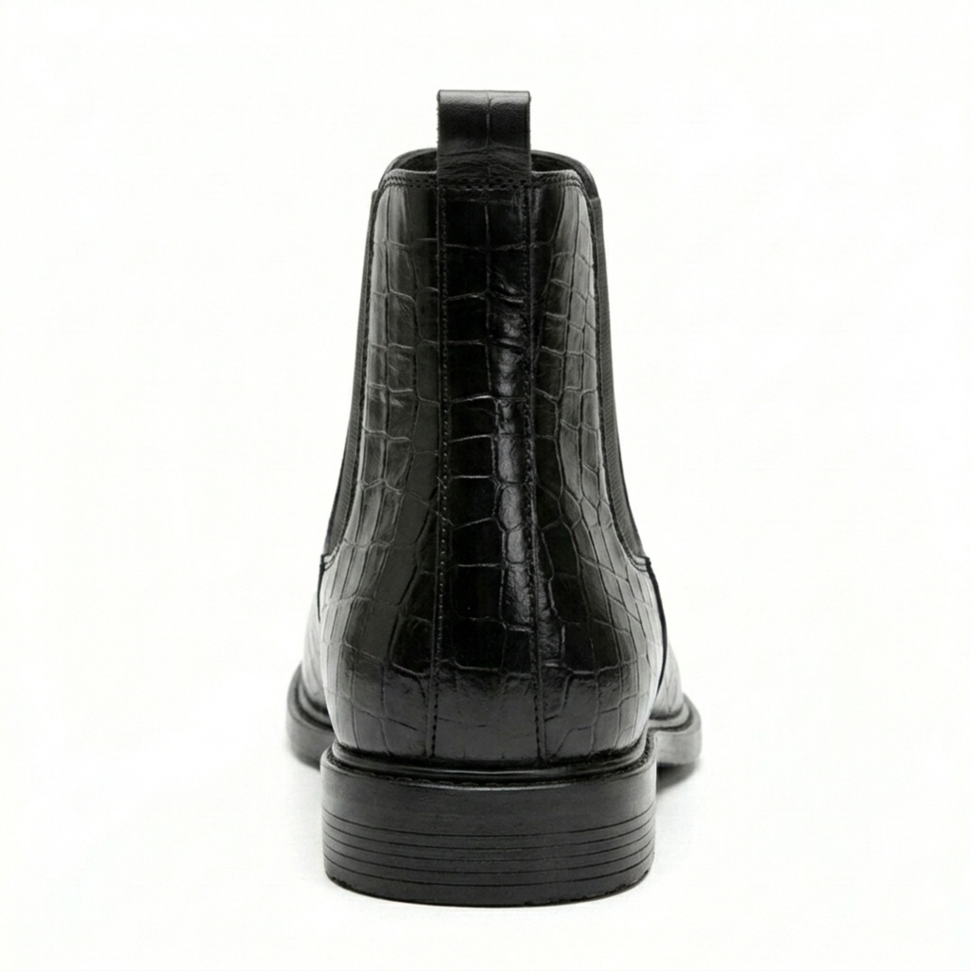 The Juhu Black Croco Chelsea Boots