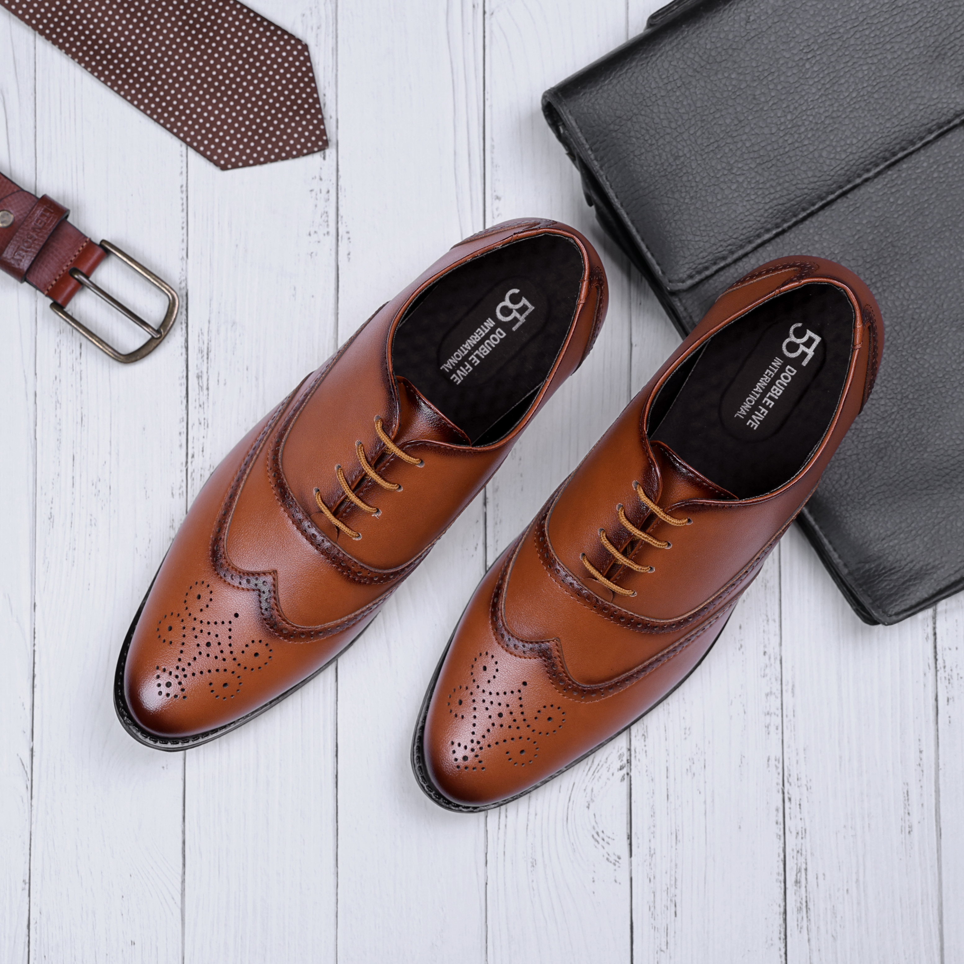 The Horseman Cognac Brogue Formal Shoes